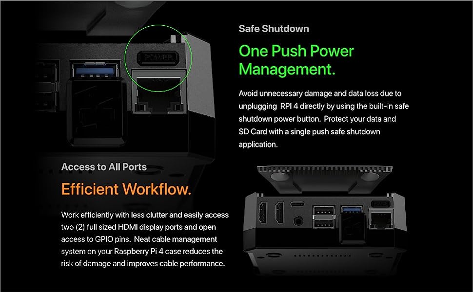 For Raspberry Pi 4 Console 1TB SATA SSD Argon ONE M.2 Aluminum Case Bundle with Power Button and Fan!