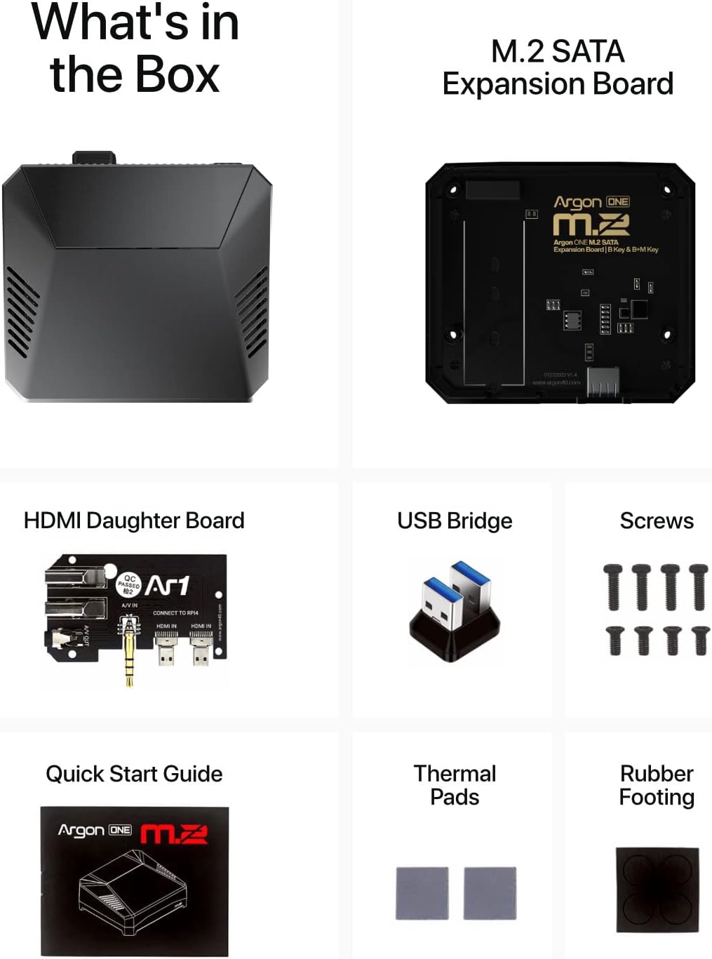 For Raspberry Pi 4 Console 1TB SATA SSD Argon ONE M.2 Aluminum Case Bundle with Power Button and Fan!