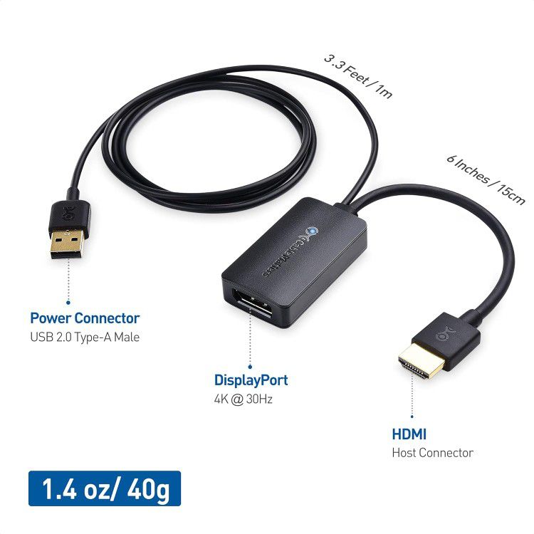 Cable Matters HDMI to DisplayPort Adapter (HDMI to DP Adapter) with 4K Video