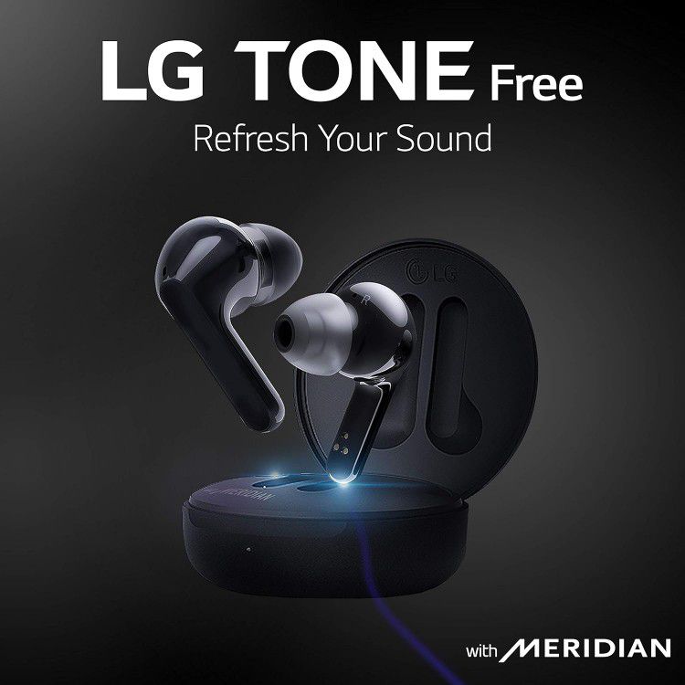 [New] LG TONE Free FN6 - UVnano Kills 99.9% of Bacteria on Speaker Mesh True Wireless Bluetooth Earbuds with Meridian Sound, Dual Microphone, iPhone and Android Compatible, Wireless, Fast Charging, Black