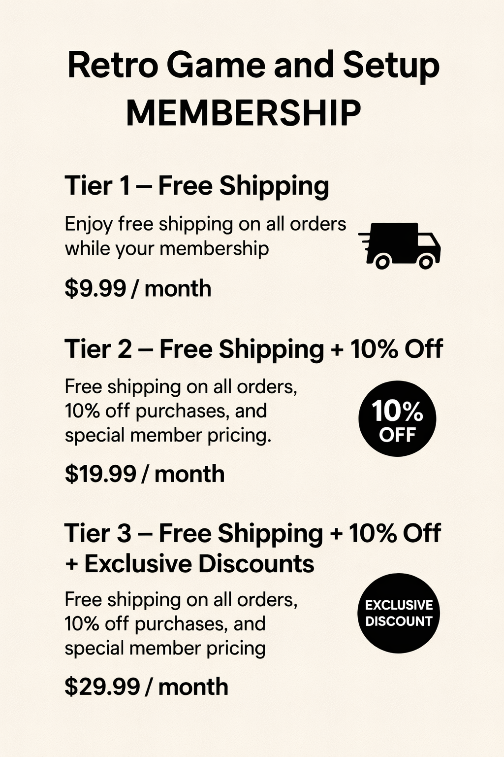 🎮 Retro Game and Setup Membership