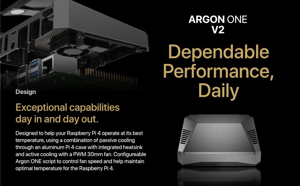 For Raspberry Pi 4 Console 256GB Argon ONE V2 Aluminum Case Bundle with Power Button and Fan