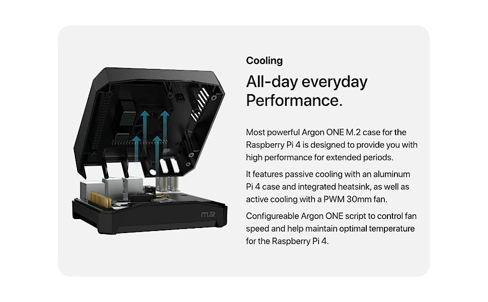 For Raspberry Pi 4 Console 1TB SATA SSD Argon ONE M.2 Aluminum Case Bundle with Power Button and Fan!
