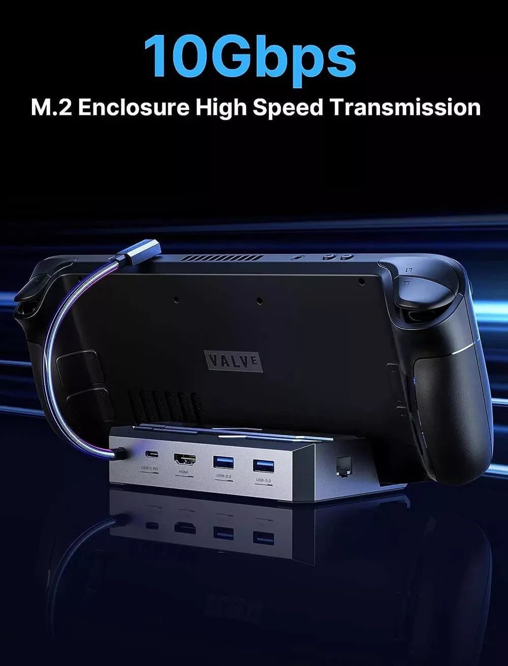 6-in-1 Docking Station with M.2 SSD Enclosure for Steam Deck/Asus Ally