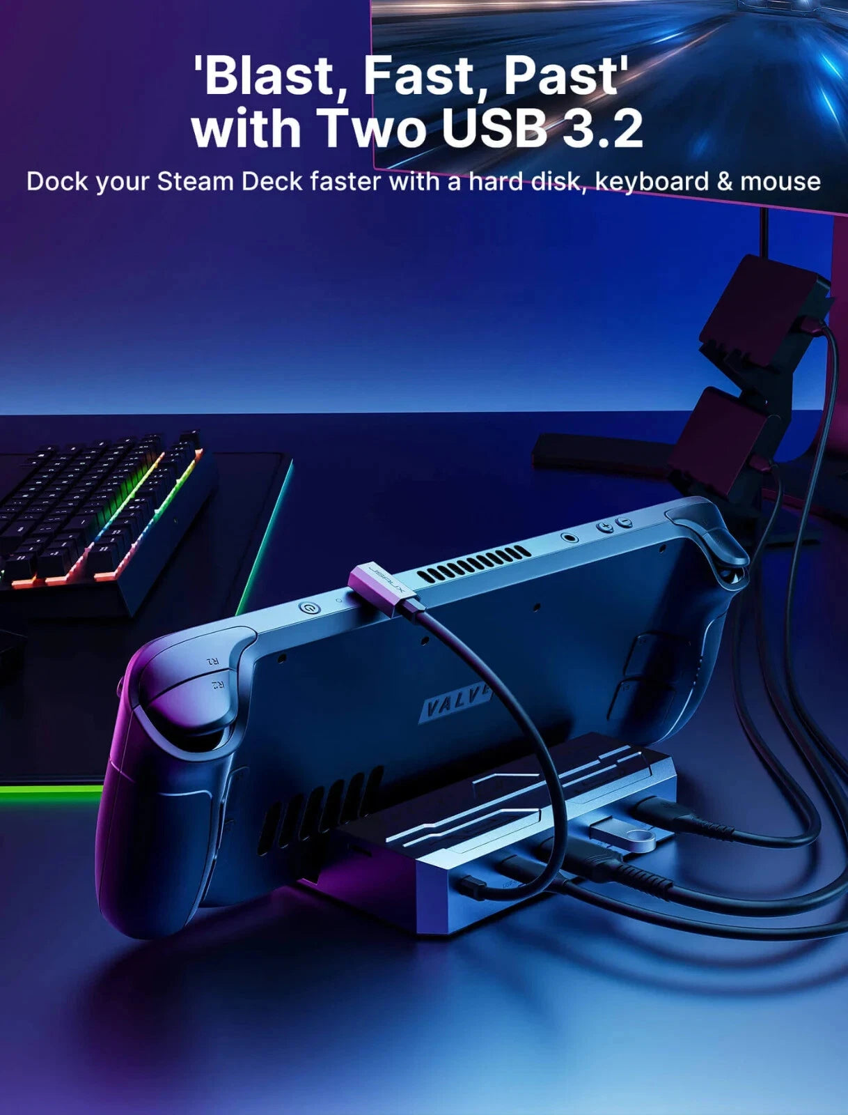 6-in-1 Docking Station with M.2 SSD Enclosure for Steam Deck/Asus Ally